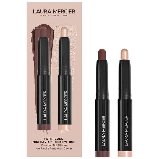 Petit Icons Mini Caviar Stick Eye Shadow Duo - Rosegold, Dark Cacao | LAURA MERCIER