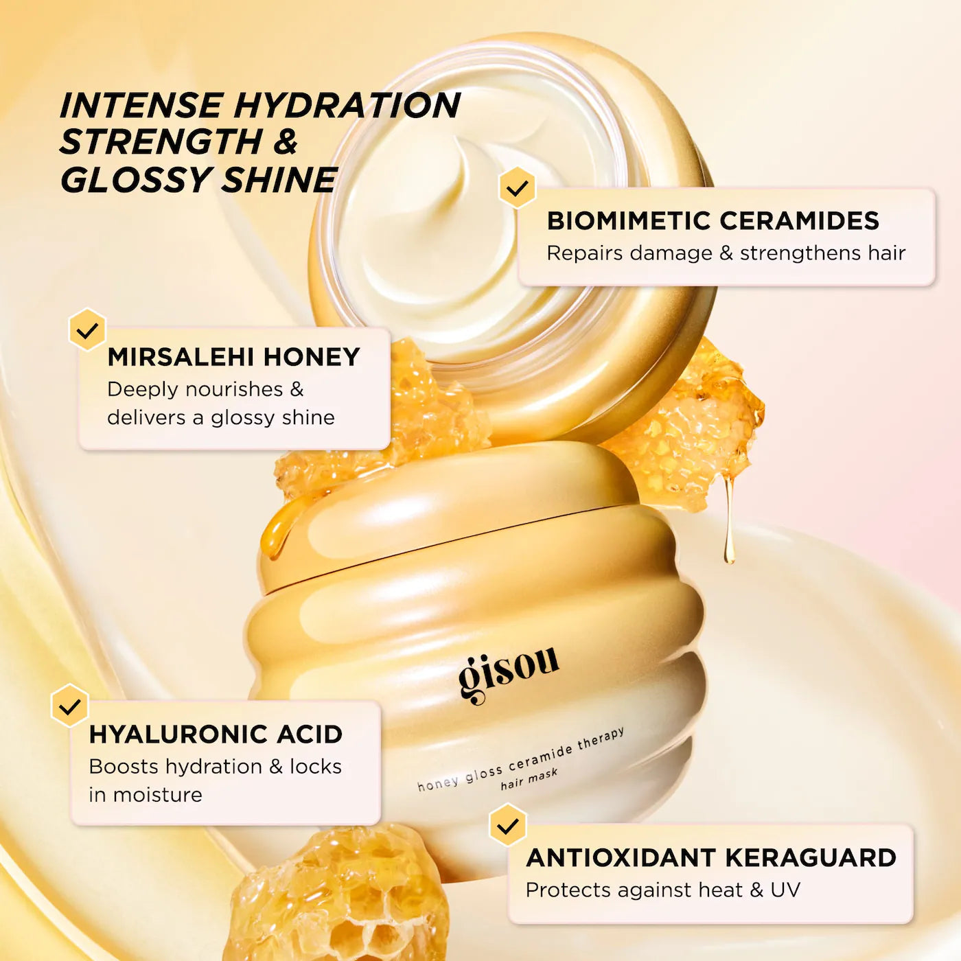 PREORDEN -Honey Gloss Ceramide Therapy Hydrating Hair Mask | GISOU - 2 A 4 SEMANAS EN LLEGAR