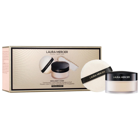 PREORDEN -Indulgent Icons Translucent Loose Powder & Velour Puff Duo Gift Set | LAURA MERCIER - 2 A 4 SEMANAS EN LLEGAR