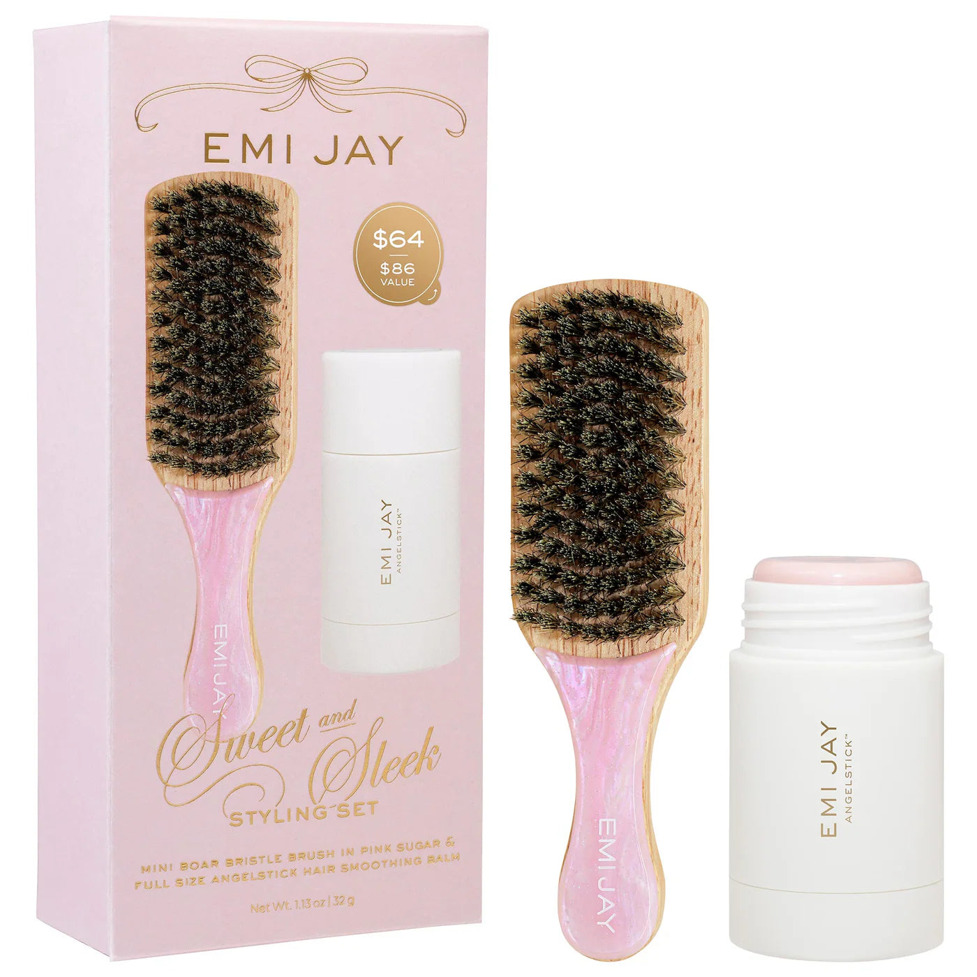 PREORDEN -Sweet and Sleek Styling Gift Set with Angelstick™ and Mini Boar Bristle Brush | EMI JAY - 2 A 4 SEMANAS EN LLEGAR