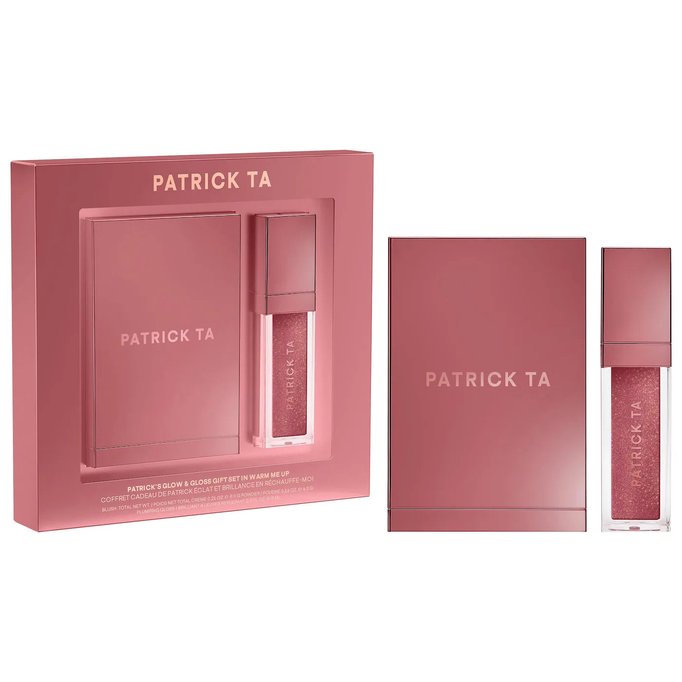 PREORDEN -Patrick's Glow and Gloss Set: Major Headlines Blush Duo and Plumping Lip Gloss Makeup Gift Set | PATRICK TA - 2 A 4 SEMANAS EN LLEGAR