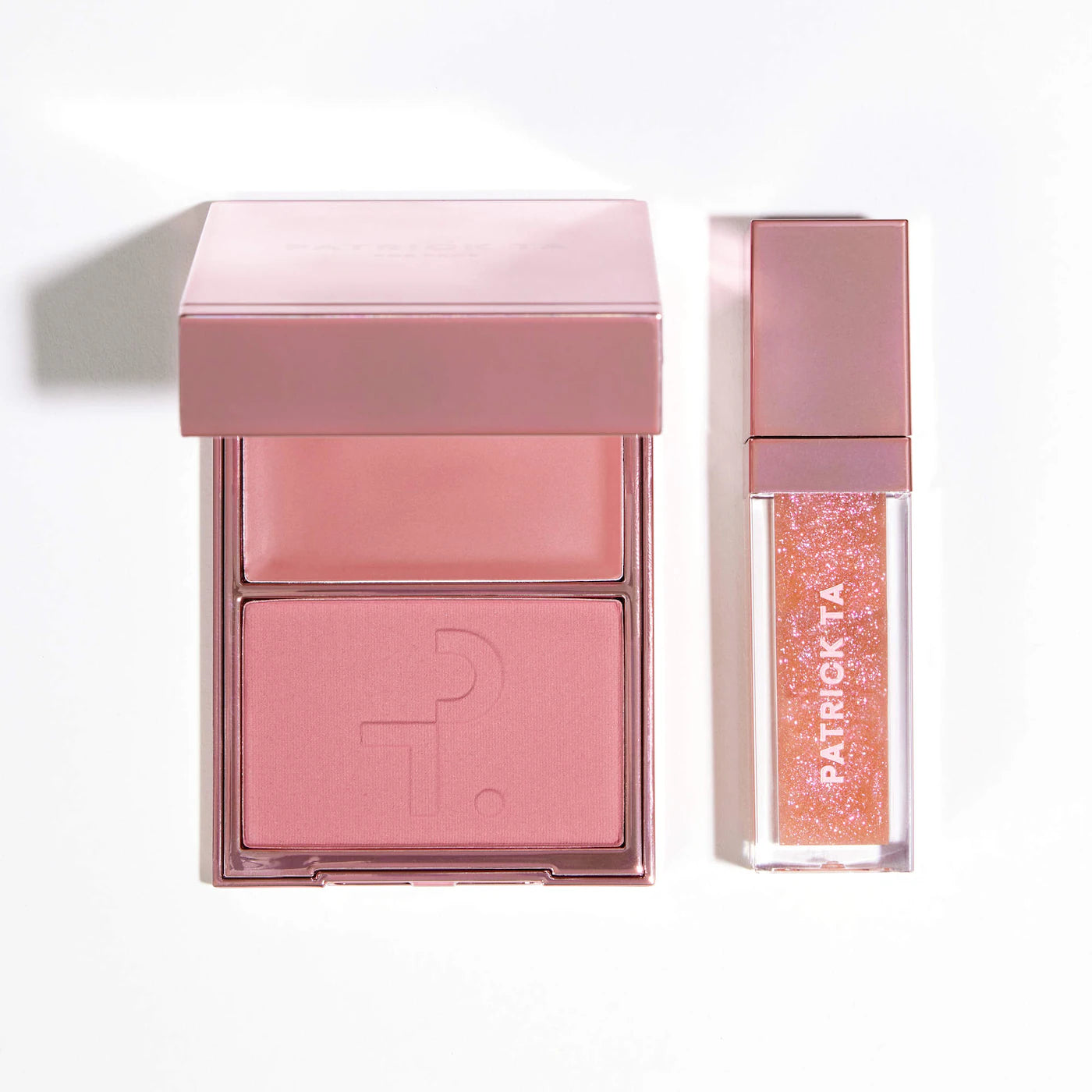 PREORDEN -Patrick's Glow and Gloss Set: Major Headlines Blush Duo and Plumping Lip Gloss Makeup Gift Set | PATRICK TA - 2 A 4 SEMANAS EN LLEGAR
