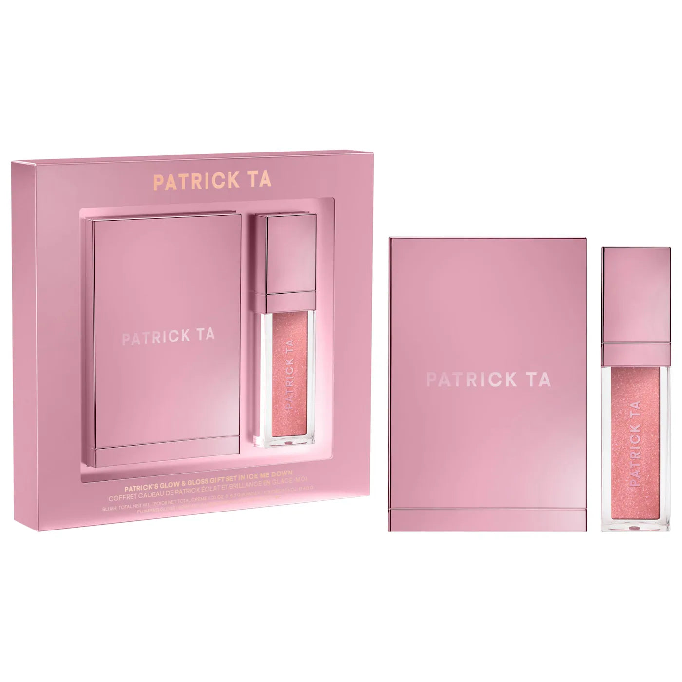 PREORDEN -Patrick's Glow and Gloss Set: Major Headlines Blush Duo and Plumping Lip Gloss Makeup Gift Set | PATRICK TA - 2 A 4 SEMANAS EN LLEGAR