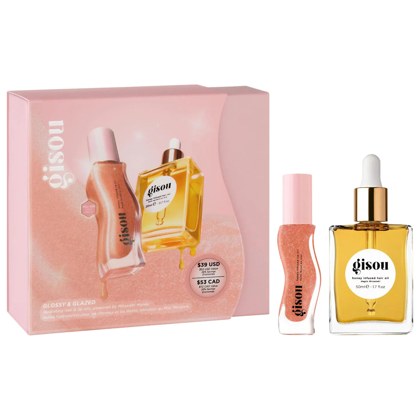 PREORDEN -Glossy & Glazed Hair & Lip Oil Gift Set | GISOU - 2 A 4 SEMANAS EN LLEGAR