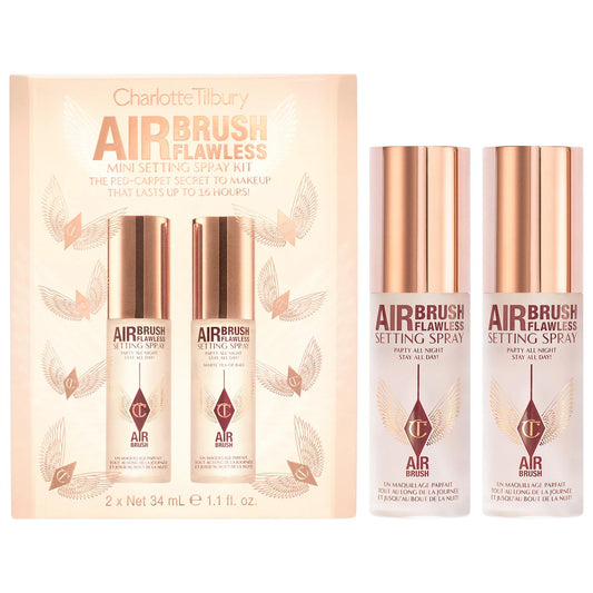 PREORDEN -Mini Airbrush Flawless Setting Spray Duo Gift Set | CHARLOTTE TILBURY- 2 A 4 SEMANAS EN LLEGAR