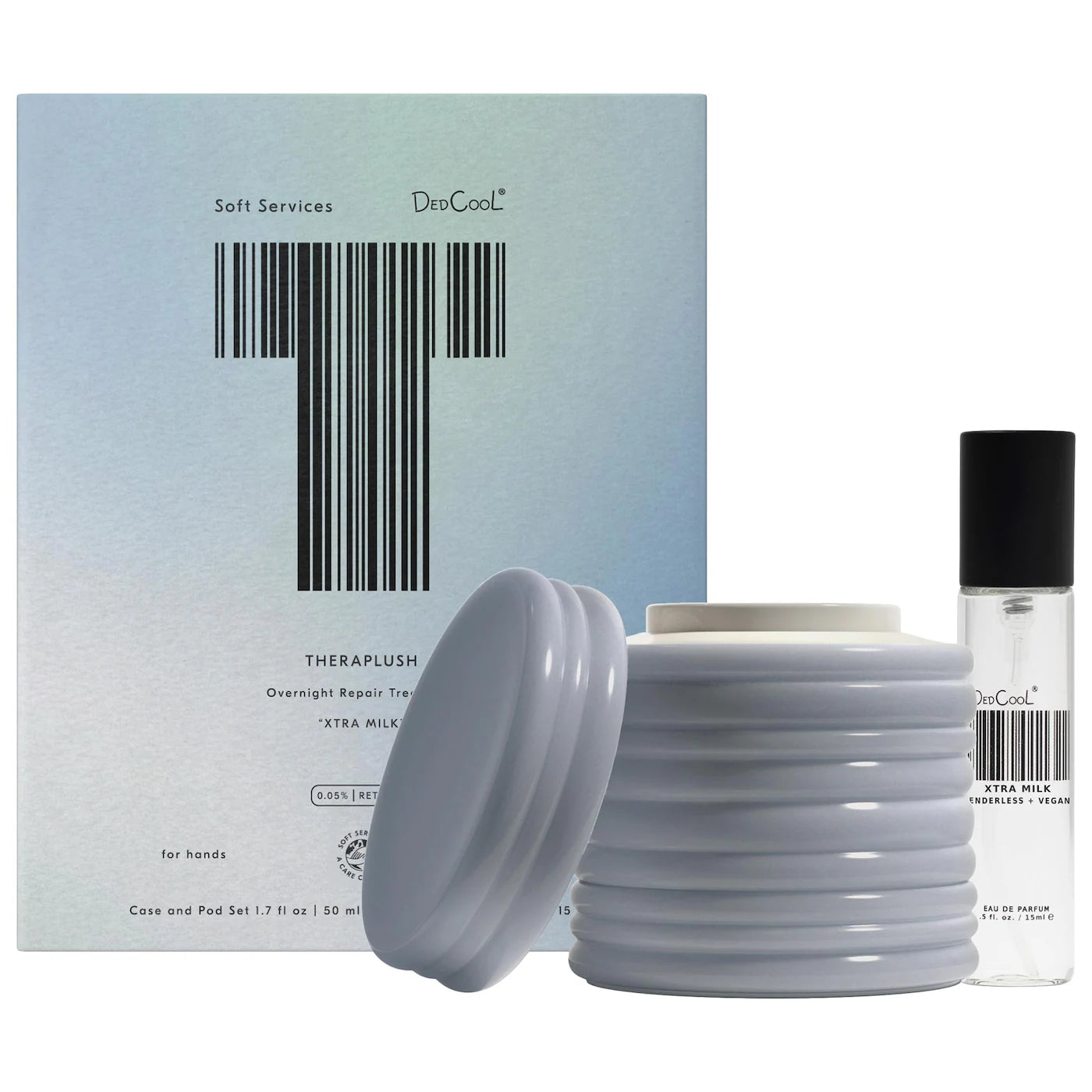PREORDEN- Soft Services x DedCool — Theraplush “Xtra Milk” Retinol Hand Repair Cream + Travel Size Perfume Spray Gift Set | SOFT SERVICES - 2 A 4 SEMANAS EN LLEGAR