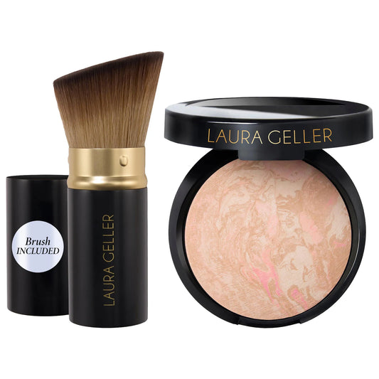PREORDEN -Balance and Brighten Color Correcting Baked Powder Foundation + Kabuki Brush | LAURA GELLER - 2 A 4 SEMANAS EN LLEGAR