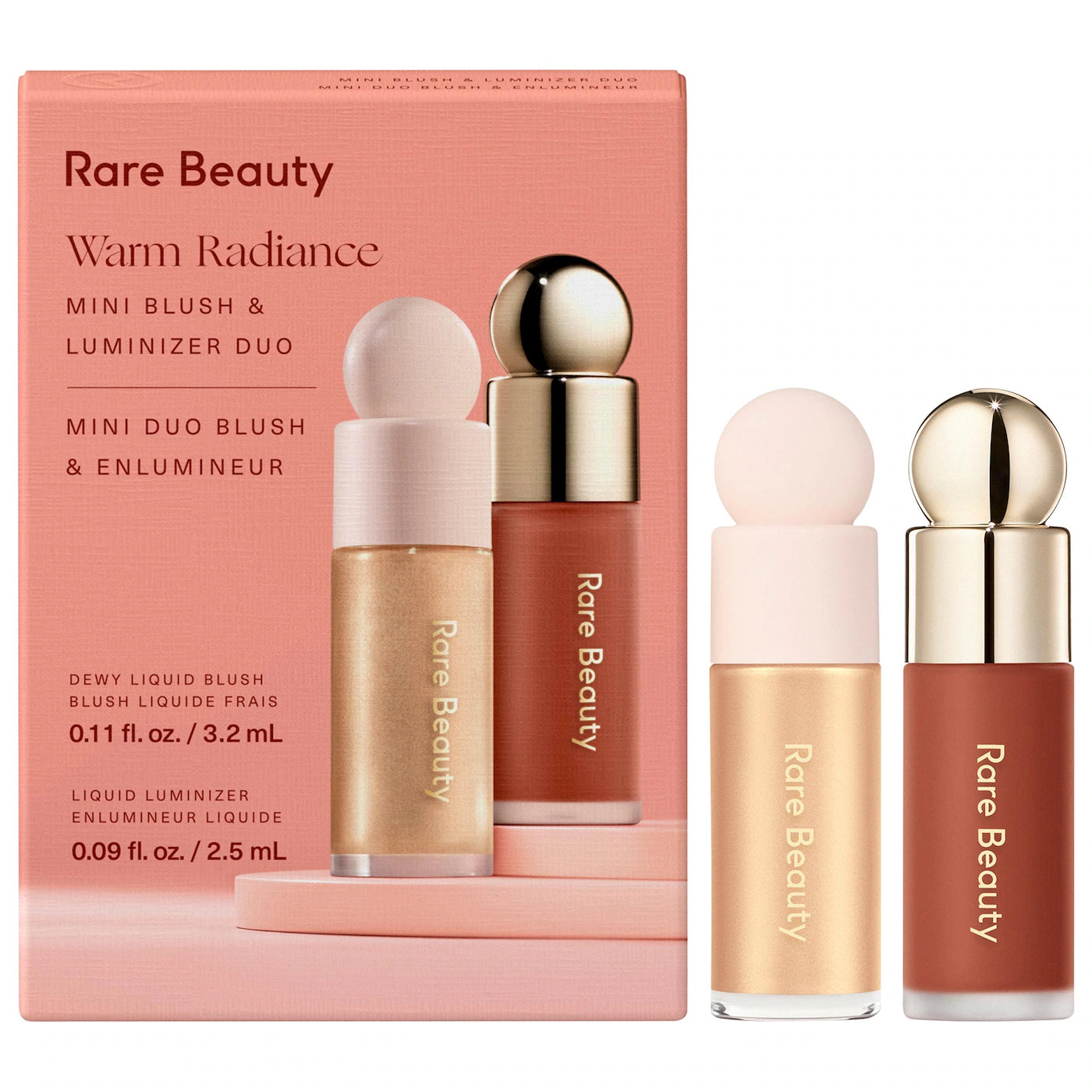 PREORDEN -Mini Warm Radiance Blush & Luminizer Duo Makeup Gift Set | RARE BEAUTY - 2 A 4 SEMANAS EN LLEGAR