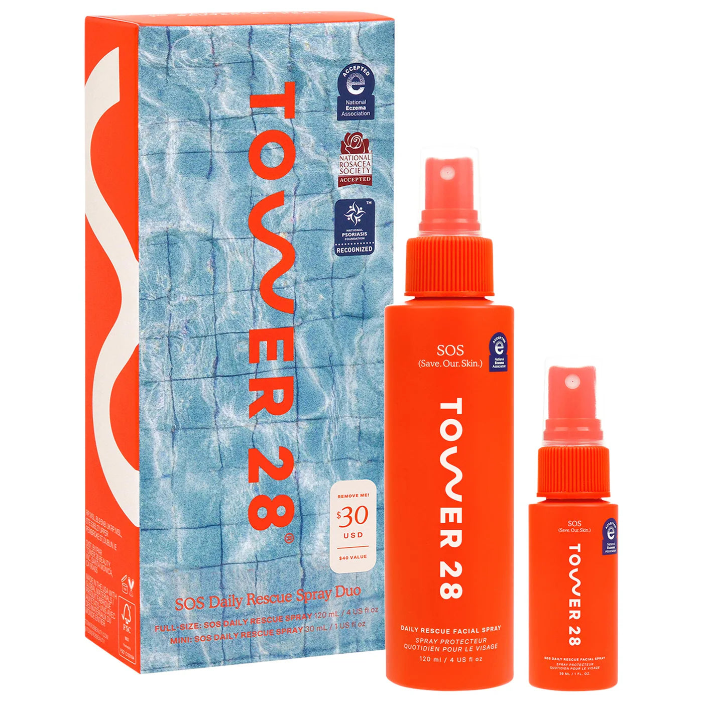 PREORDEN - SOS Hypochlorous Acid Spray Duo Skincare Set | TOWER 28 - 2 A 4 SEMANAS EN LLEGAR