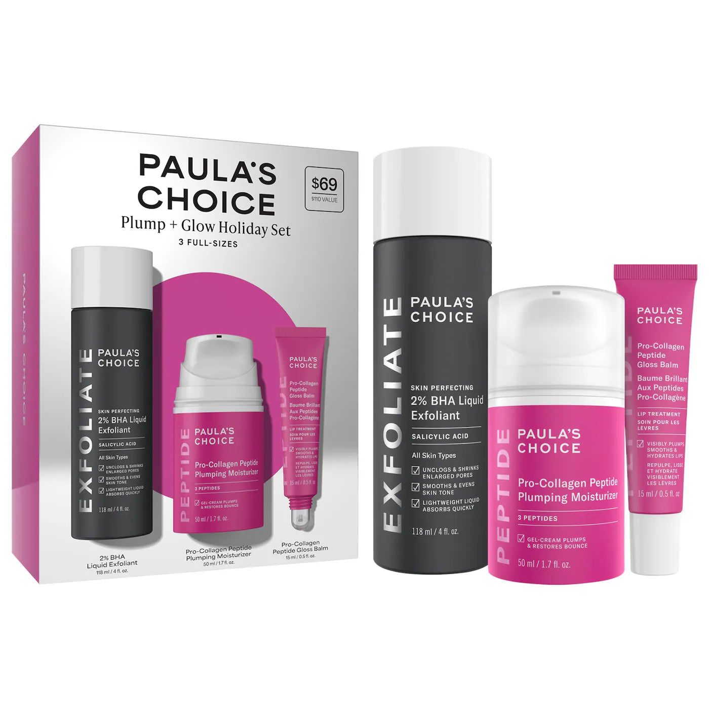 PREORDEN - Plump + Glow Skincare Trio with 2% BHA & Peptides for Smoother, Firmer Skin | PAULA´S CHOICE -2 A 4 SEMANAS EN LLEGAR