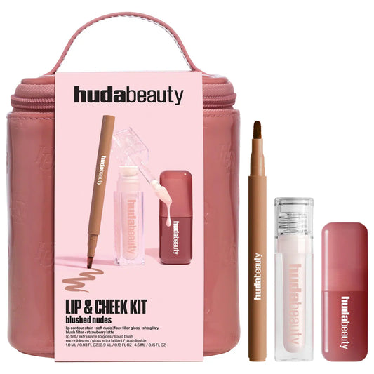 PREORDEN - Blushed Nudes Lip & Cheek Kit | HUDA BEAUTY - 2 A 4 SEMANAS EN LLEGAR