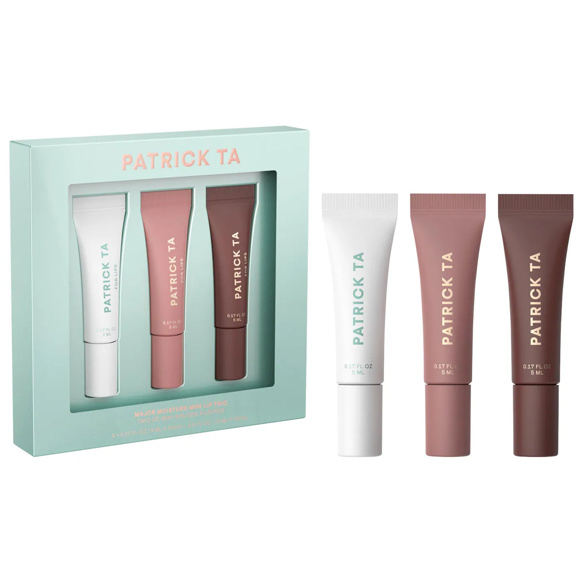 PREORDEN - Mini Major Moisture Smoothing and Hydrating Tinted Lip Balm Trio Makeup Gift Set | PATRICK TA - 2 A 4 SEMANAS EN LLEGAR