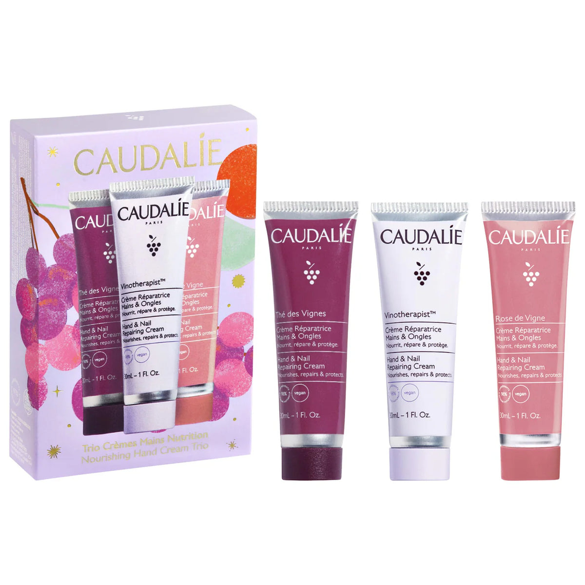 PREORDEN - Nourishing Hand and Nail Repairing Cream Trio Gift Set | CAUDALIE - 2 A 4 SEMANAS EN LLEGAR