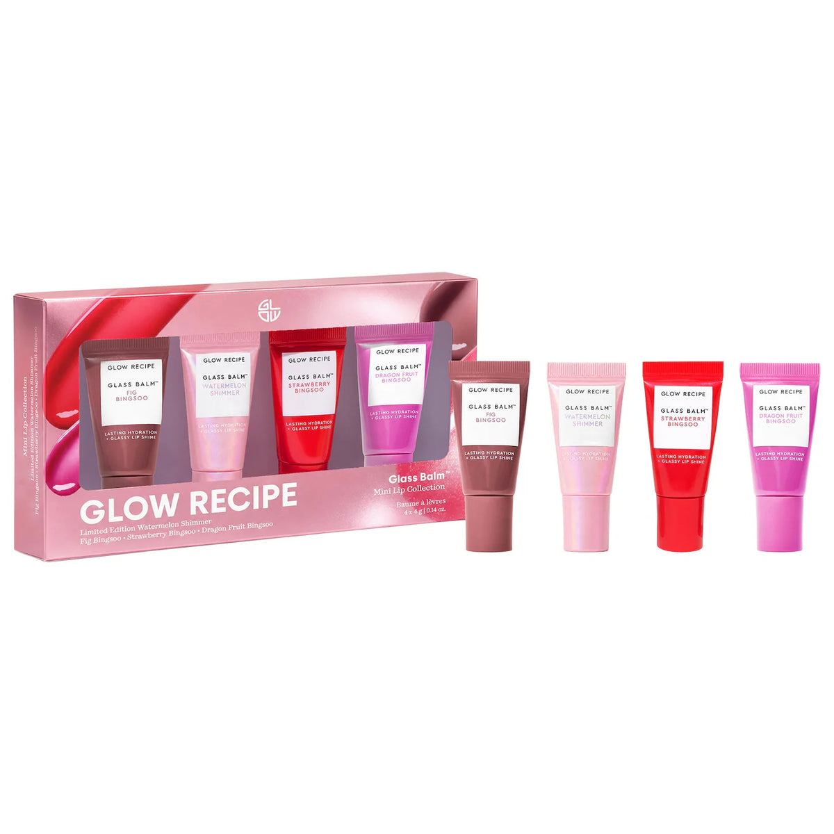 PREORDEN -Glass Balm Mini Lip Glass Balm 4 pc. Gift Set for 12 hour Hydration & Shine | GLOW RECIPE - 2 A 4 SEMANAS EN LLEGAR