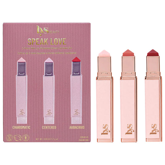 PREORDEN - Mini Speak Love 3-piece Lip-Plumping Glossy Lip Balm Set | LYS - 2 A 4 SEMANAS EN LLEGAR