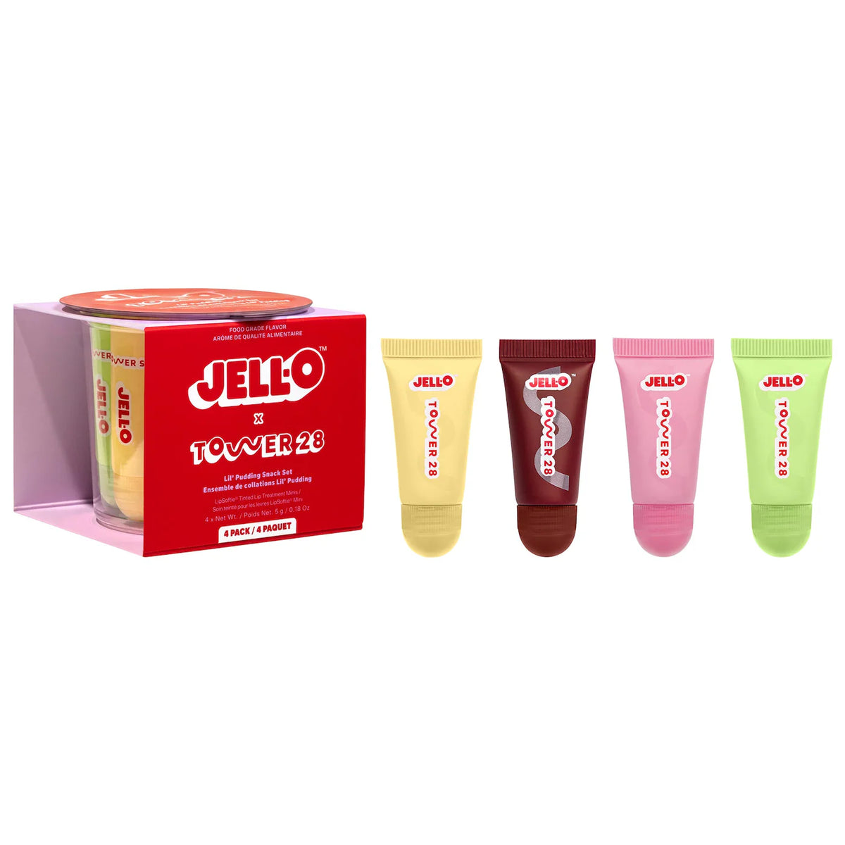 PREORDEN - JELL-O™  X TOWER 28 Lil' Pudding Mini Lip Softie Gift Set - 2 A 4 SEMANAS EN LLEGAR