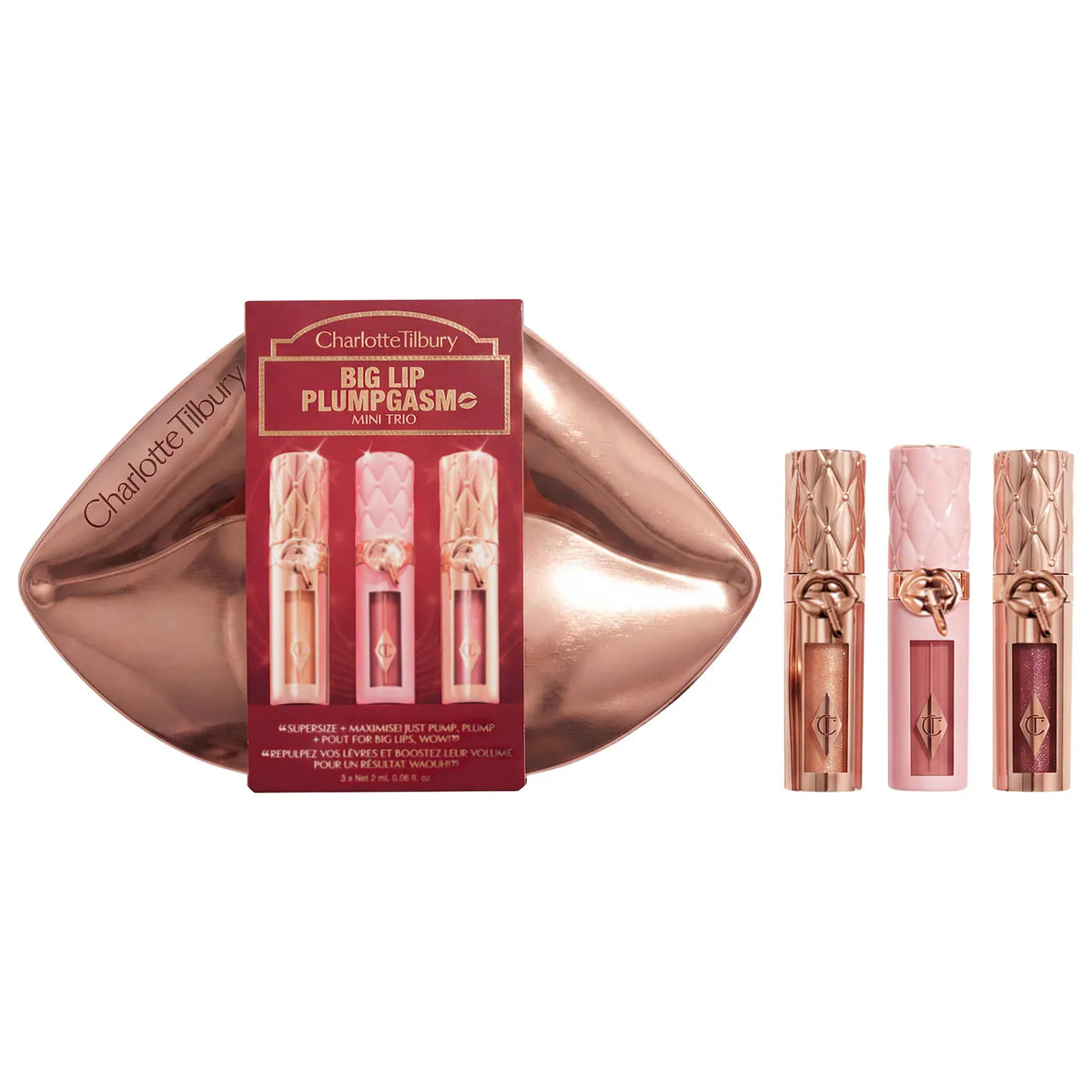 PREORDEN - Mini Big Lip Plumpgasm Plumping Lip Gloss Trio Makeup Gift Set - 2 A 4 SEMANAS EN LLEGAR