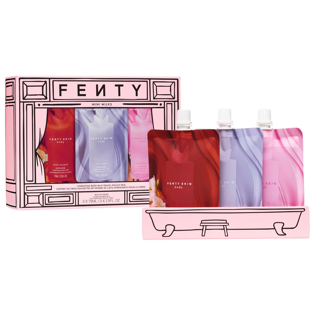 PREORDEN - Mini Milks Hydrating Body Milk Travel Pouch Trio | FENTY - 2 A 4 SEMANAS EN LLEGAR